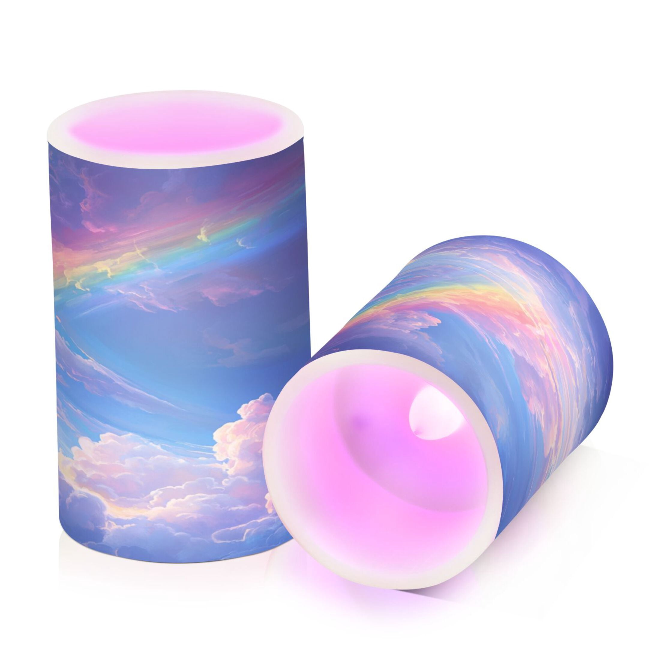 Electronic Candle Light Combination 3x5In, 3x4In Flameless Candle Plastic Festive Decoration Party Christmas Decoration Picturesque Rainbow Cloud