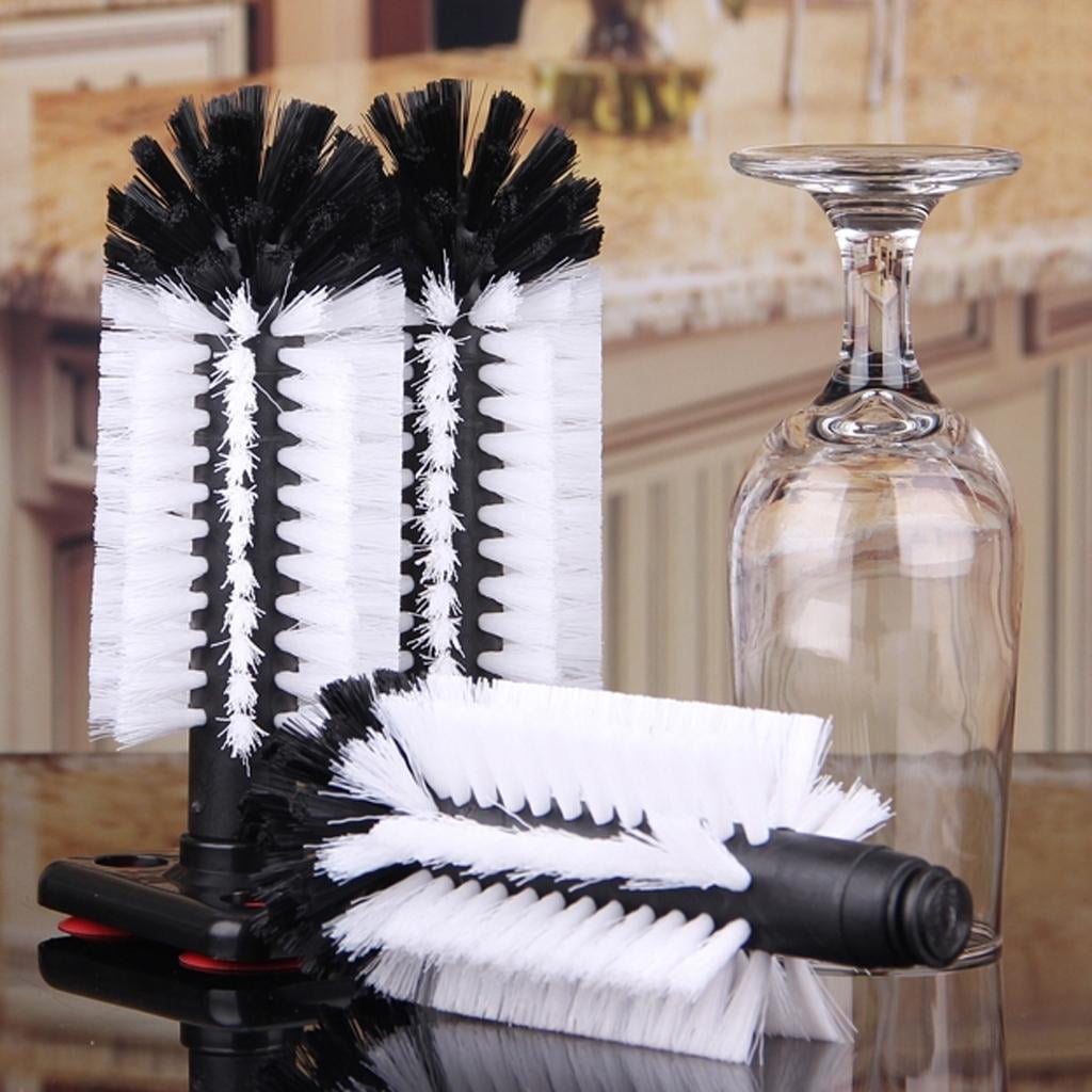 Glass Cleaning Brush – 3 Brush Glass Washer – 3pc Glass Rinser Triple Cup  Washer 