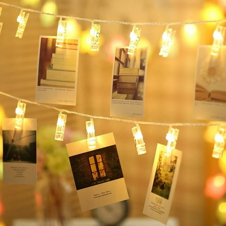 Absolute Radio Christmas Party 20LED Photo Clip Holder String Lights 8.2Ft, Remote Control, 8 Lighting Modes, Warm White, Timer, Christmas Card, Decoration, Wedding, Party, Christmas Lightings ()