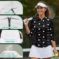 thumbnail image 5 of Aplkyhs Black Women's Golf Shirt and Sun Visor Hat Set 4-Way Stretch Women Sport Cloth Breathable Fabric Soft and Comfortable for Golf,Tennis,Hiking,Running,Gym, 5 of 7