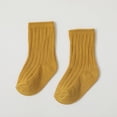 thumbnail image 2 of Karoyedx Baby Girl Socks Children's Socks Boys And Girls Cotton Socks Double Needle Mid Calf Baby Baby Solid Color Socks Yellow Size,0-6 Months, 2 of 5