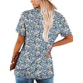 thumbnail image 4 of Women’s Short Sleeve Floral Tops Summer Casual Loose Fit Tunic Shirts Button Detail Flowy Blouses for Leggings Jeans Daily Wear, 4 of 5