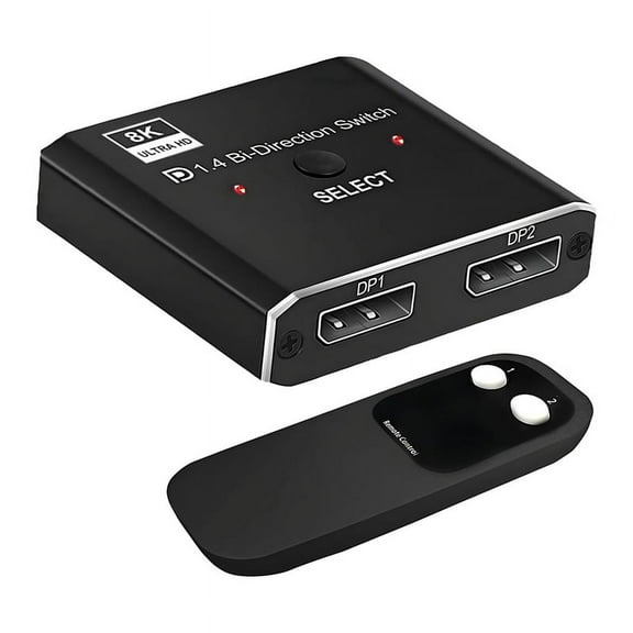 8K DisplayPort Switch 2 in 1 Out/ 1 in 2 Out Display Port DP Switch Supports 8K30Hz 4K120Hz for PC Monitor Laptop Etc