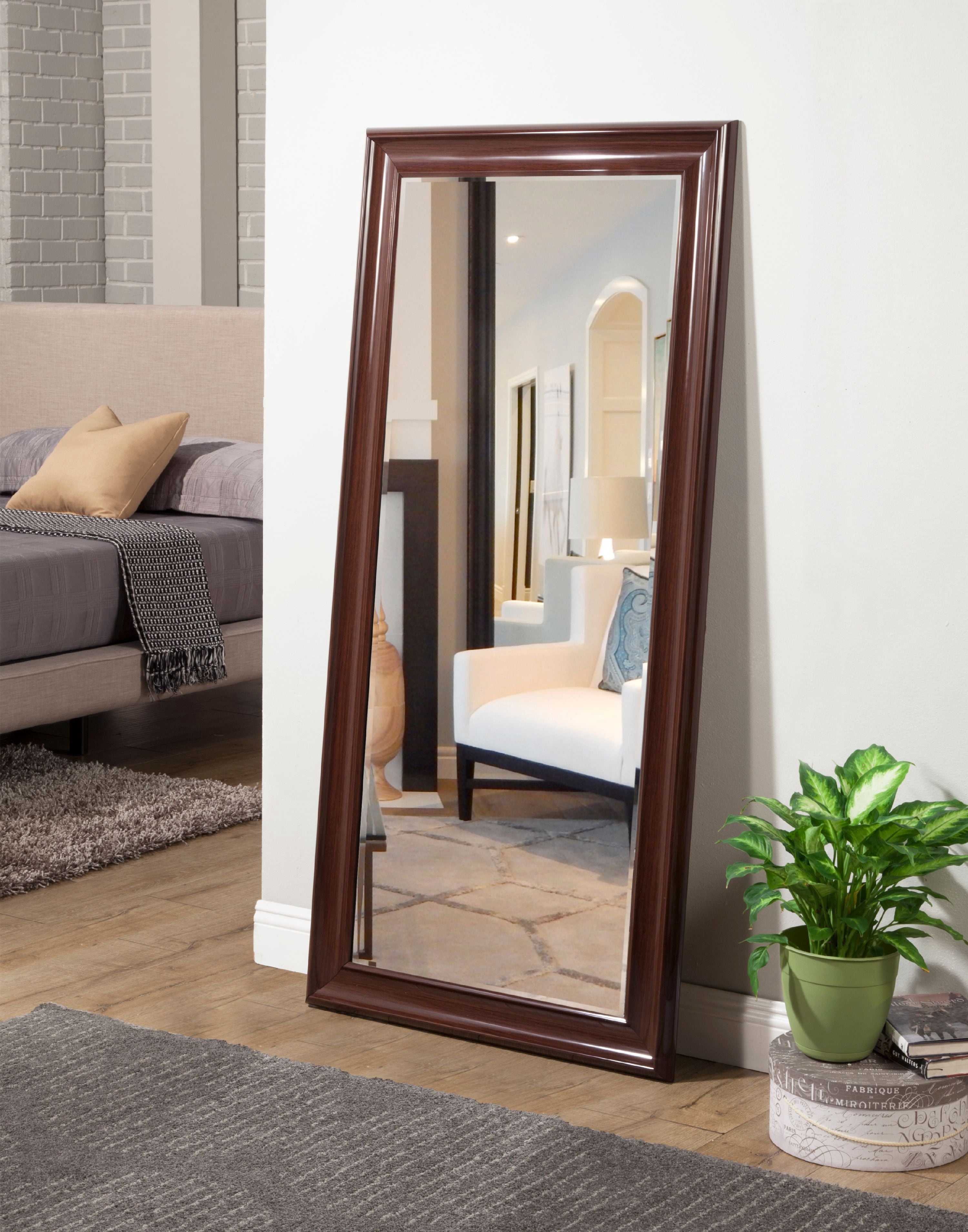 Full Length Leaner Mirror, 65"x31", Cherry, by Martin Svensson Home