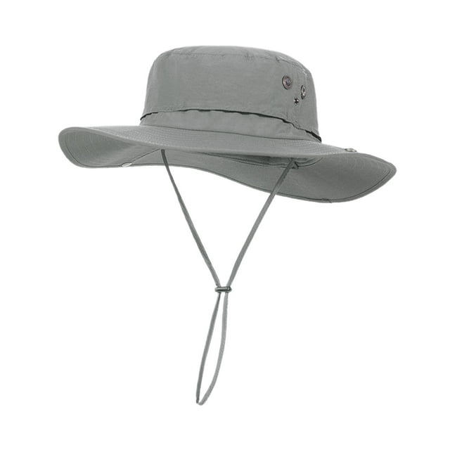 Milaget Bucket Hat Sunhat with Strings Adjustable Foldable Breathable Wide Brim Sun Hat S Light Gray