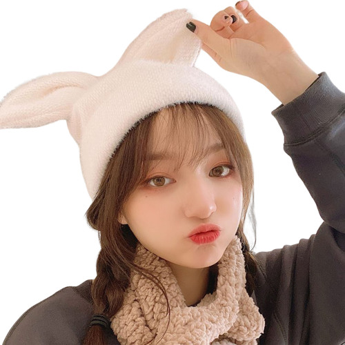 Chic White Rabbit Wool Knit Beanie White Rabbit Beanie - Etsy main image 3