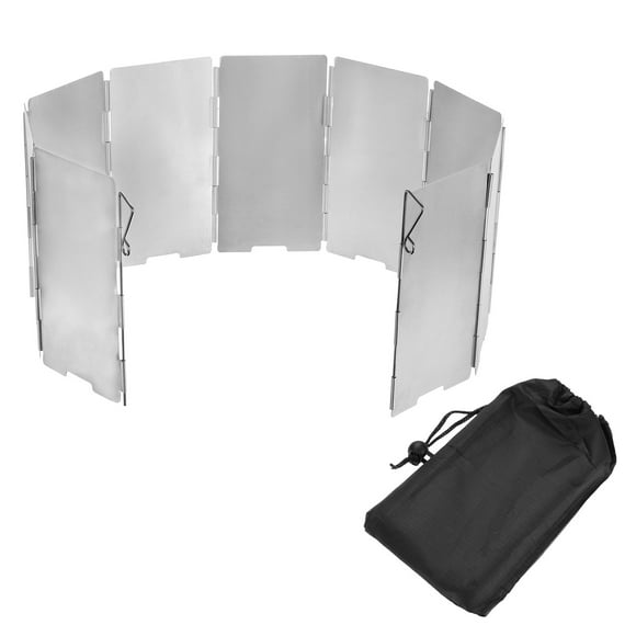 65.5 x 13.5CM Windscreen Camping Stove Heat Shield Stove Windshield Lightweight Folding with Drawstring Bag 9 Plates
