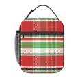 thumbnail image 1 of YFYANG Reusable Adult / Children Portable Lunch Bag, Christmas Checkered Stripe Pattern Hands-Free Buckle Handle Insulation / Cold Bag for School, Work, Picnics, Travel, 1 of 6