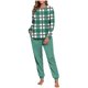 thumbnail image 2 of Conjunto de pijama informal de invierno para mujer, de doble cara, con cuello redondo estampado, manga larga, top anudado a mano, pantalones con cordón ajustable, ropa de casa, blusa de poliéster., 2 of 7