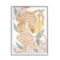 Abstract Tiger Geometric Pattern Animals & Insects Graphic Art White Framed Art Print Wall Art