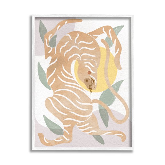 Abstract Tiger Geometric Pattern Animals & Insects Graphic Art White Framed Art Print Wall Art