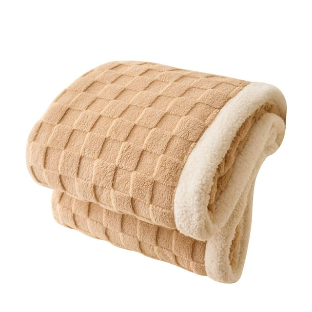 Manta de Terciopelo de Cordero Pequeña para Sofá | Manta de Microfibra Suave y Gruesa de Doble Capa | Manta Cálida y Acogedora para La Siesta, Ideal para La Oficina, El Hogar, Acampar, Ver La Televis