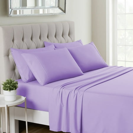 Sweet Home Collection 1500 Series 6 Piece Ultra Soft Microfiber Sheet Set King Lavender