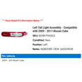 thumbnail image 2 of Left Tail Light Assembly - Compatible with 2009 - 2011 Nissan Cube 2010, 2 of 2