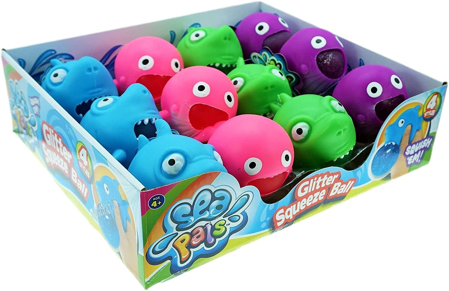 Buy JA-RU Glitter Squeeze Ball Squishy Sea Pals Stress Ball 4 Units ...