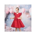 thumbnail image 4 of Sunny Fashion Girls Dress Red Button Front Swiss Dot Ruffle Sleeve V Neck Vintage Party Spring Daily 8 Years, 4 of 7