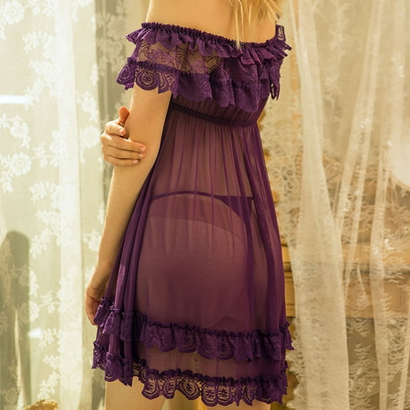 Women's Lace Lingerie Women'S Short Sleeve Lace Satin Vintage Nightdress Pajamas Nightwear Sleepwear, Women's Intimates XXXXXL