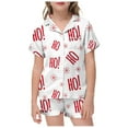 thumbnail image 2 of Letdown Girls 𝙋𝙖𝙟𝙖𝙢𝙖s Set Silk Satin Cute Cartoon Print Button Down Short Sleeve Shirts and Shorts 2 Piece Fall Clothes, 2 of 4