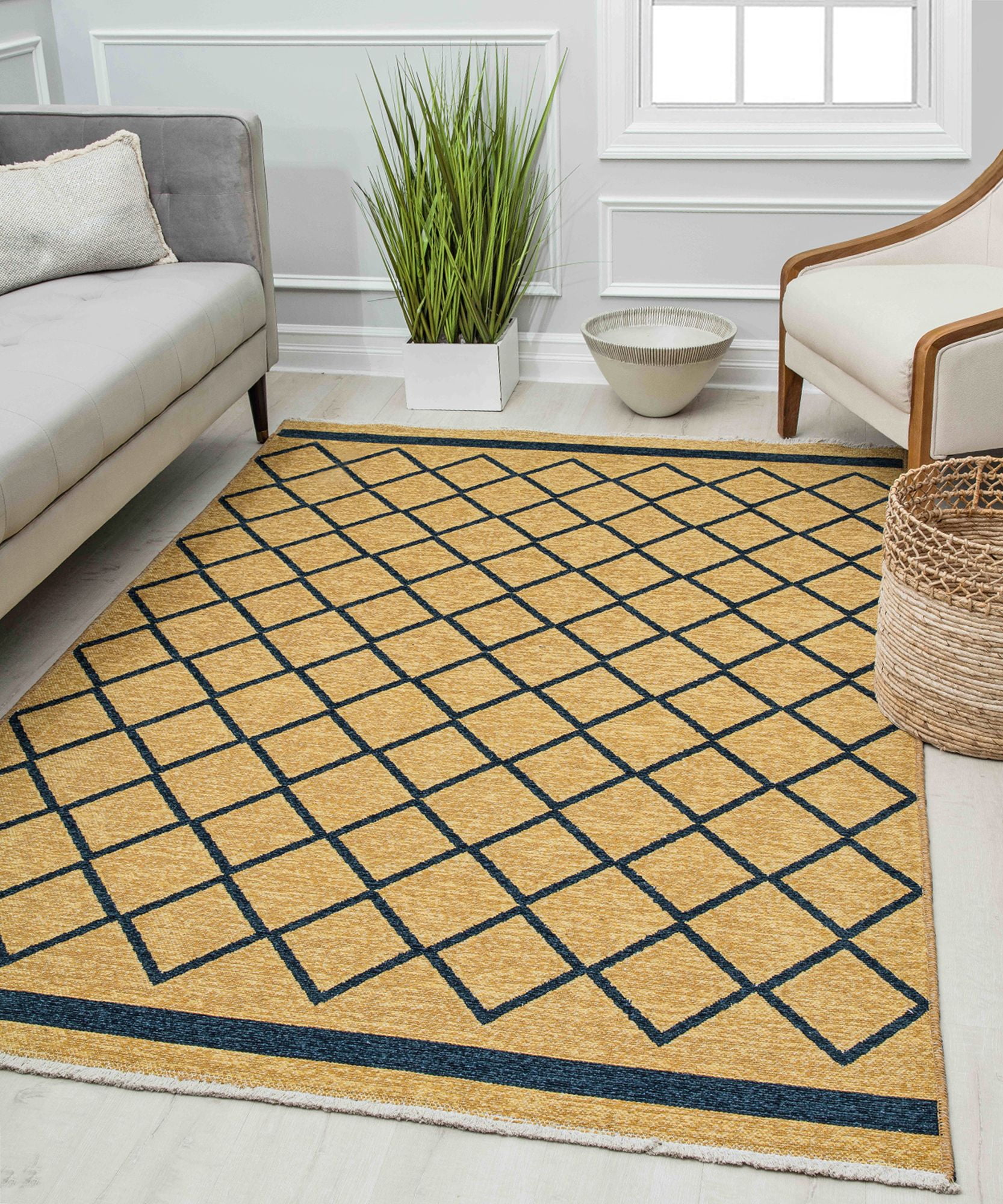 Harley HD10C Imperial Navy Gold Transitional Vintage Navy Blue Area Rug, 2'6" x 8'