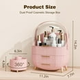 thumbnail image 2 of Makeup Organizers and Storage Make up Organizer for Vanity Cosmetics Skincare With Lid and Drawers Display Cases for Countertop Bathroom Women Teenager Girl Gifts(Pink+Brush Holder), 2 of 10