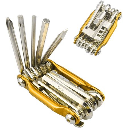 Outil Multifonction Réparation Vélo 11 En 1 - Acier Inox, Pliable, 7 Clés Allen, Tournevis, Dérive-chaîne