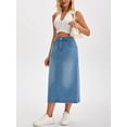 thumbnail image 2 of DARING DIVA Women's Denim Split Back Pockets Pencil Midi Jean Skirts Small Light Blue, 2 of 7