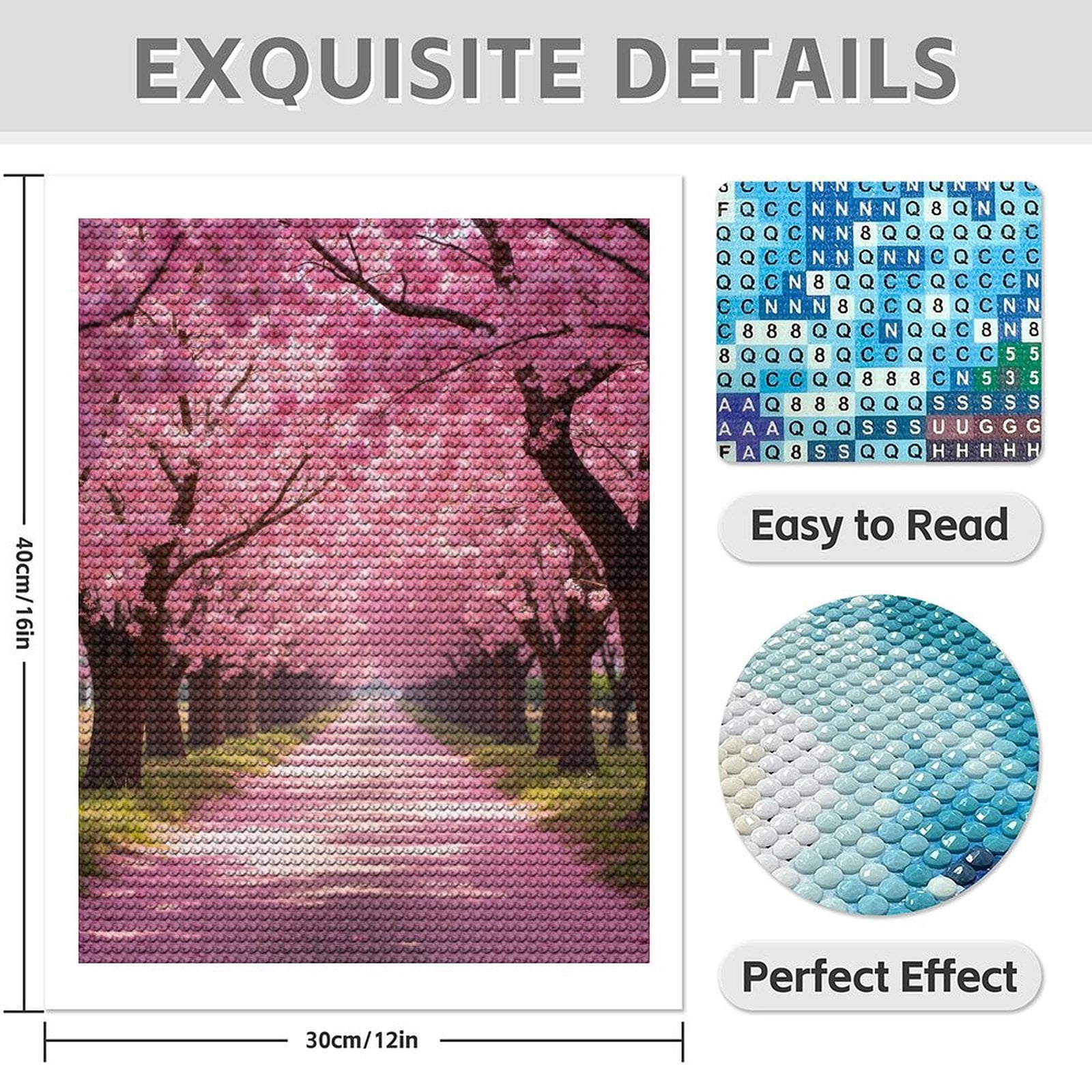 Diamond Art Kits for Adults - 5d Path Under Blossoming Cherry Trees Diamond Painting for Adults, Diamond Art for Adults Beginners, Diamond Painting Kits for Adults for Home Wall Decor