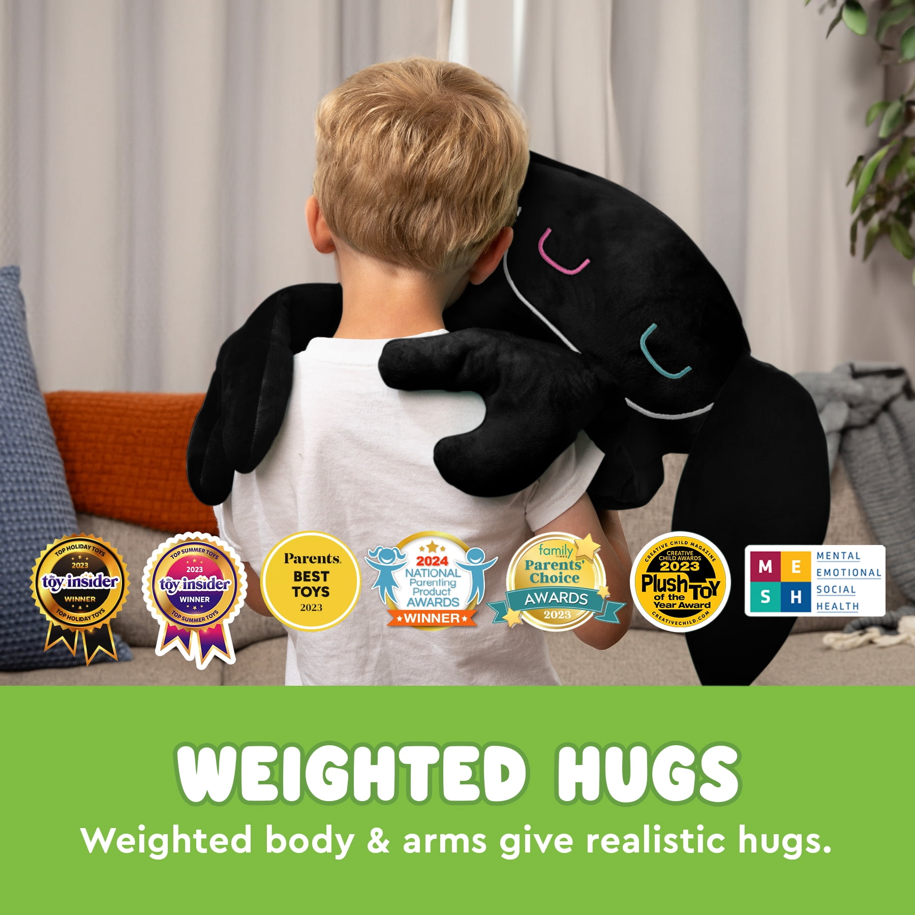 Bumpas Weighted Plush Toy – Machine Washable Calming Stuffed Animal for Kids – Arms and Body are Weighted to Give a Realistic Hug – Soft Companion for Playtime, Naptime & Travel (Rizz)