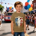 thumbnail image 5 of 250 Years 4th July 2026 T-Shirt - 250 Year American Anniversary Flag 4th Of July Loose Fit Tees Tops (Little Girl 6-7 Years Khaki), 5 of 9
