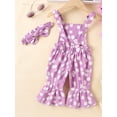 thumbnail image 3 of Nygoyerh 3M-24M Baby Girls Cute Summer Flare Overalls Floral Print Sleeveless Backless Straps Jumpsuit Infant Toddler Casual Bell Bottom Rompers with Bow Headband, 3 of 9