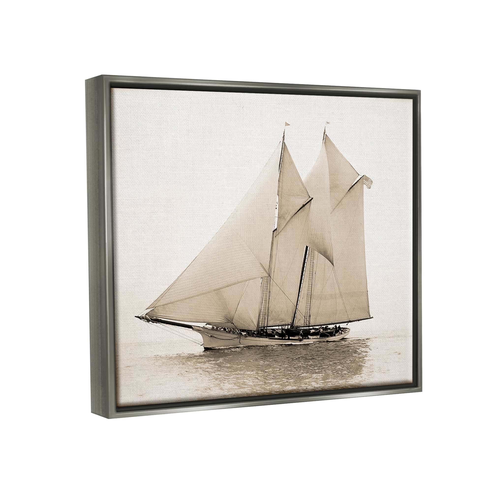 Stupell Industries Vintage Ship Photography Transportation Photography Gray Floater Framed Art Print Wall Art, 31 x 25