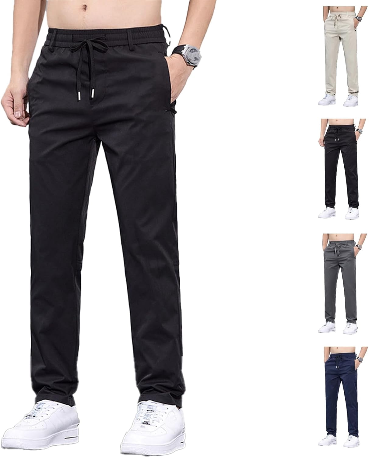 Ice Silk Mesh Panel Casual Pants, Comfort for Man Over 55, Stretch