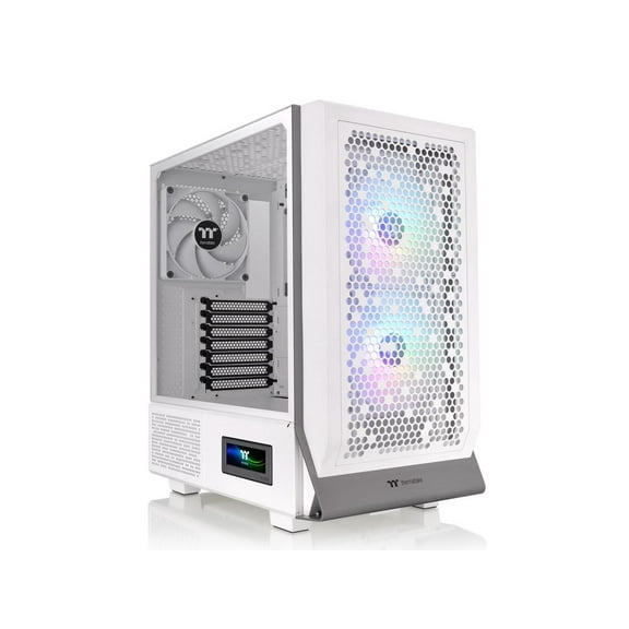Thermaltake Ceres 300 Snow Edition Mid Tower E-ATX Computer Case With Tempered Glass Side Panel; 2xCT140 ARGB Fan Preinstalled; Rotational PCIe Slots & GPU Holder; CA-1Y2-00M6WN-00