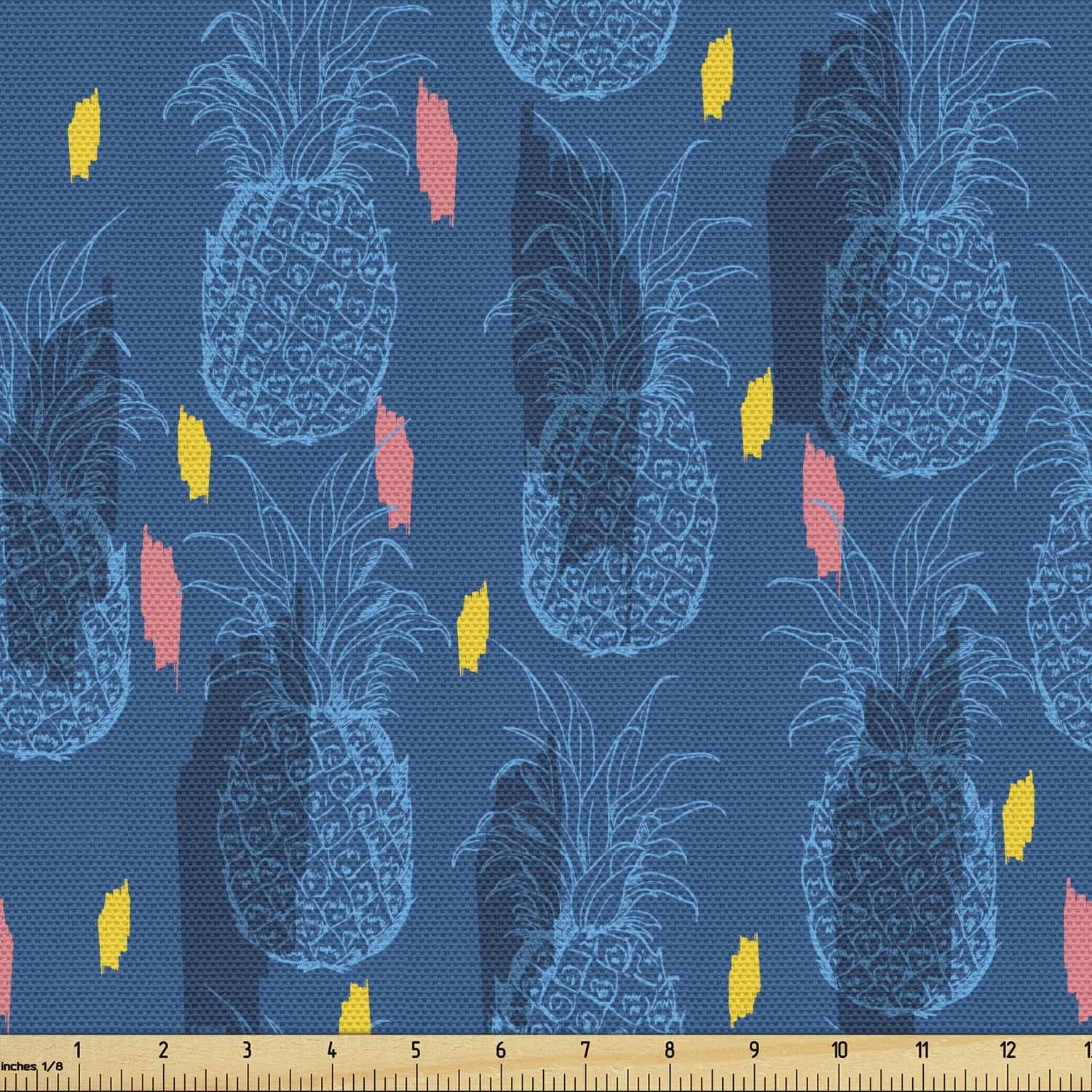 Pineapple Sofa Upholstery Fabric by the Yard, Tropical Theme Exotic