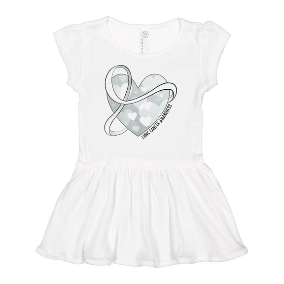 Inktastic Lung Cancer Awareness White Ribbon Around Heart Girls Baby Dress