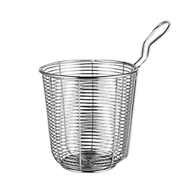 veasfak Mini Frying Basket Container Cooking Spoon for Small Snack Fries 7x10cm