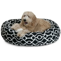Majestic Pet Sherpa Athens Bagel Pet Bed for Dogs, Calming Dog Bed Washable, Large, Black