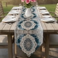 thumbnail image 6 of Boho Flower Blue Grey Table Runner Linen Burlap Table Runner 90 Inches Long Vintage National Floral Textured Dresser Scarves for Kitchen Island Coffee Dining Party Wedding Holiday Decor 13"x90", 6 of 8