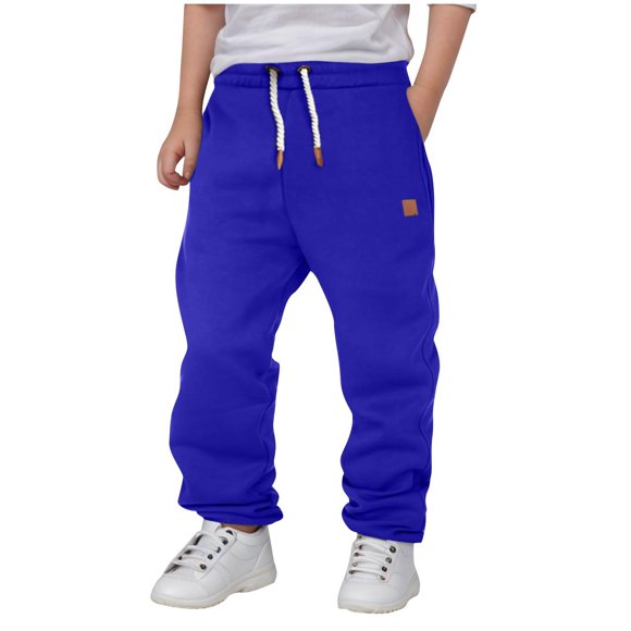 Tdoqot Pantalons de Survêtement pour Garçons avec Poches - Cordon de Serrage Décontractés Amples Taille Élastique Pantalons Jogger Bleu Taille 12
