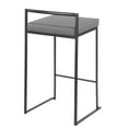 thumbnail image 4 of Fuji Contemporary Stackable Counter Stool in Black with Grey Faux Leather Cushion by LumiSource - Set of 2, 4 of 7