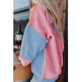 thumbnail image 3 of Women's Sky Blue Colorblock Patchwork Drop Shoulder Sweatshirt, 3 of 6