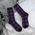 thumbnail image 5 of Haiem Purple Black Plaid Pattern Crew Socks – Soft & Durable Moisture-wicking Socks, Stay-Up Fit for Business, Work, and Casual Wear Size 5-11, 5 of 6