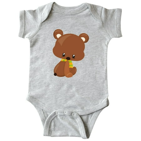 

Inktastic Cute Little Bear With A Scarf Brown Bear Gift Baby Boy or Baby Girl Bodysuit