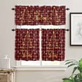 thumbnail image 2 of Merry Christmas Kitchen Curtains and Valances Set, Vintage Gold Xmas Tree Snowflakes Red Plaid Rod Pocket Window Valance Window Curtain Panels for Living Room Bedroom Laundry, 27.5x24in, 3 Pieces, 2 of 7