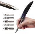 thumbnail image 2 of Juego de pluma Retro Multicolor, pluma de pluma de pavo, pluma oblicua + 5 puntas + juego de bolígrafo, herramientas de escritura de regalo, suministros para oficina y escuela, 2 of 4