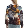thumbnail image 7 of Fotbe Bald Eagle Pilot Pattern Womens Long Sleeve Hoodie, Pullover Hooded Sweatshirt, Kangaroo Pocket Hoodie with Eye-catching Drawstrings-, 7 of 7