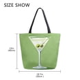 thumbnail image 5 of FORMRS Womens Canvas Tote Bag with Zipper Inner Pocket Shoulder Handbag, Green Martini Glass, 5 of 7