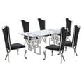 thumbnail image 1 of Rectangular Clear Glass 7pc Dining Set with Silver Stainless Steel Base, 1 of 4