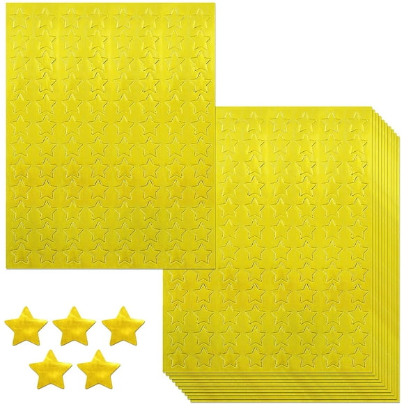 1056 PCS Metallic Gold Star Shaped Foil Labels Stickers (Each measures 3/8" in diameter)
