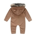 thumbnail image 3 of HAiming Infant Baby Boys Girls Hooded Jumpsuit Solid Color Long Sleeve Ribbed Knit Rompers Fall Winter Trendy Clothes, 3 of 8